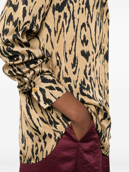Forte Forte Animal-Print Button-Down Shirt Brown brown