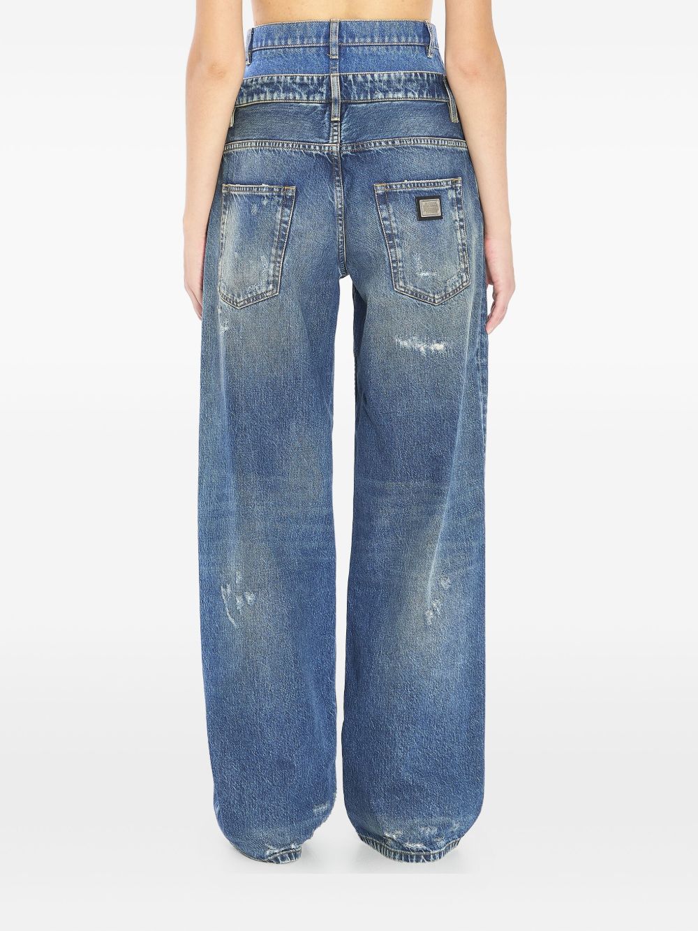 Dolce &amp; Gabbana Distressed Double Waist Blue Jeans Blue