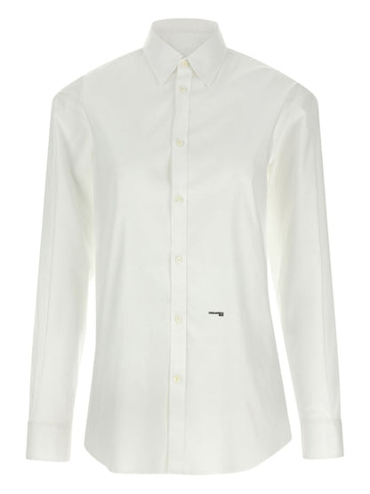 Dsquared2 Logo-Print Cutout Cotton Shirt White