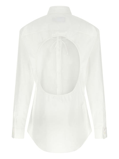 Dsquared2 Logo-Print Cutout Cotton Shirt White