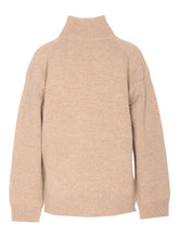 Tory Burch Embroidered Logo Wool Turtle-Neck Jumper Beige beige