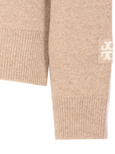 Tory Burch Embroidered Logo Wool Turtle-Neck Jumper Beige beige