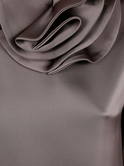 Emporio Armani Floral-Appliqué High-Neck Sweater Dove Grey