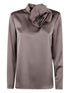 Emporio Armani Floral-Appliqué High-Neck Sweater Dove Grey