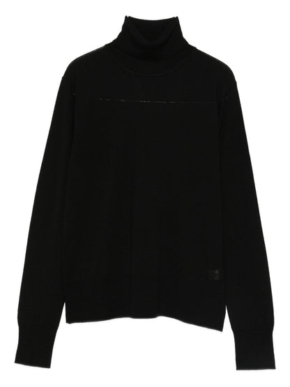 Forte Forte Ribbed Panelled Turtleneck Sweater Black Black