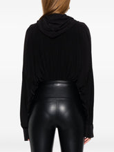 Norma Kamali Oversized Hooded Ruched Black Bodysuit With Long Sleeves Black