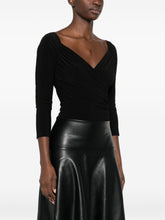 Norma Kamali Draped Off-Shoulder Square Neck Bodysuit Black