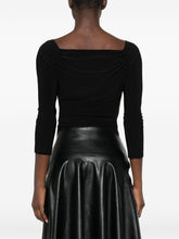 Norma Kamali Draped Off-Shoulder Square Neck Bodysuit Black