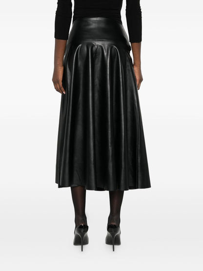 Norma Kamali Pleated Mid-Length Black Skirt Black