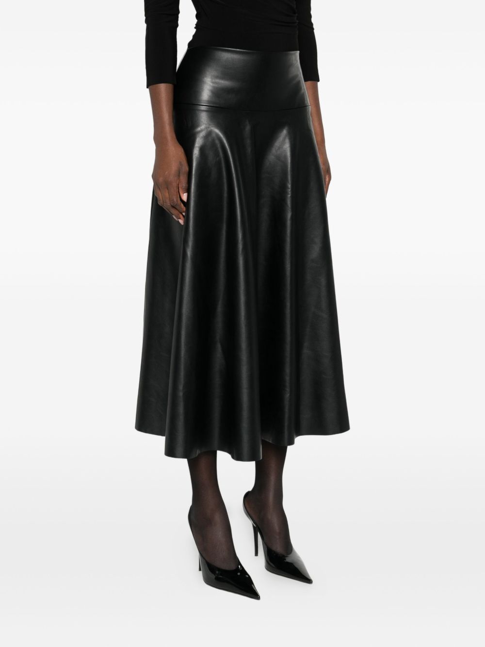 Norma Kamali Pleated Mid-Length Black Skirt Black