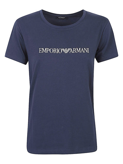 Emporio Armani Logo Cotton Jersey T-Shirt Blue
