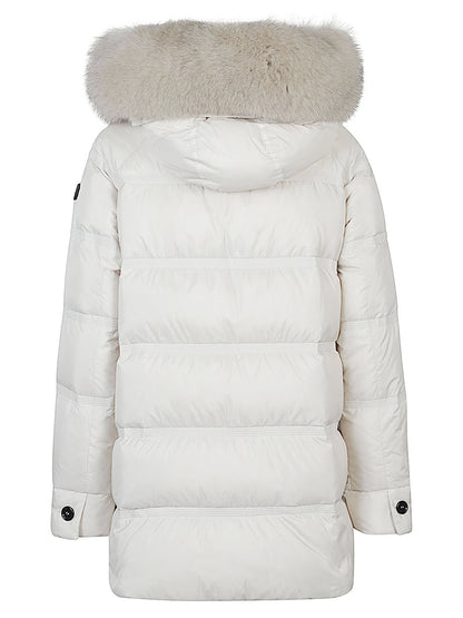 Peuterey Quilted Down Hooded Coat Ivory