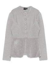 Emporio Armani Textured Panelled Buttoned Crewneck Jacket Silver