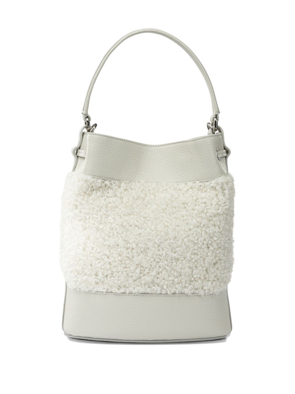 Zanellato Mondà Dolly Small Leather and Fur-Panel Bucket Bag White White