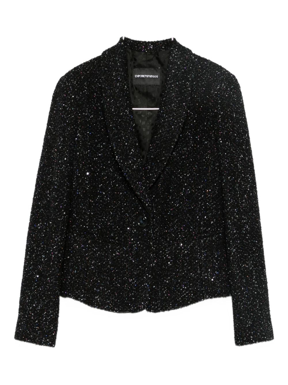 Emporio Armani Lurex Single-Breasted Wool-Blend Blazer Black Black