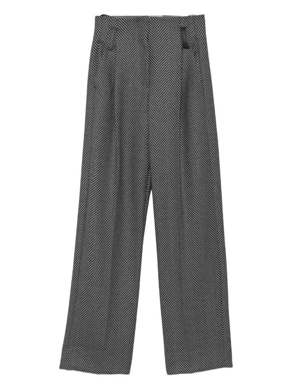 Forte Forte Herringbone Wool Trousers Grey