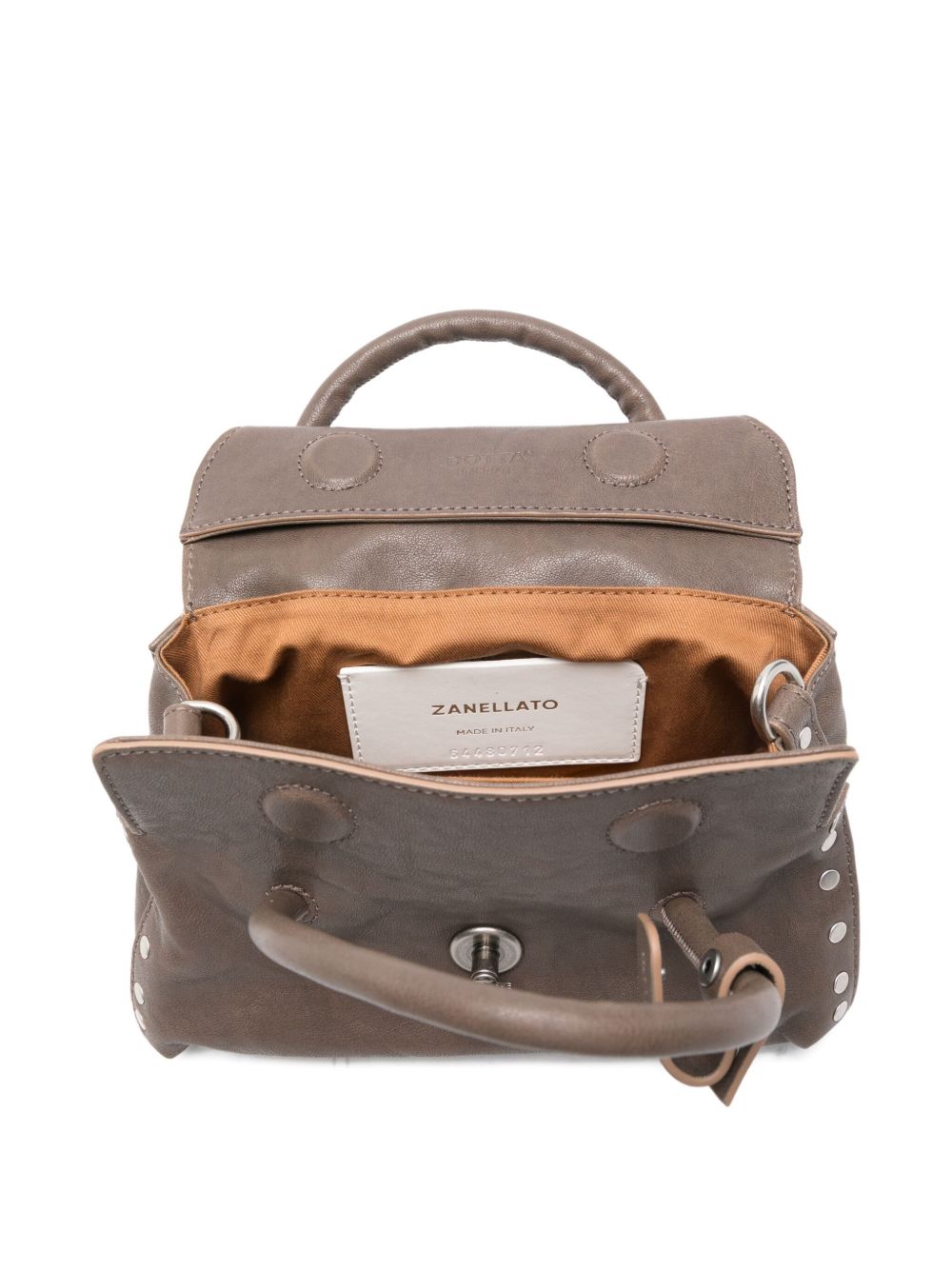 Zanellato Dotta Centauro Small Studded Leather Handbag Grey