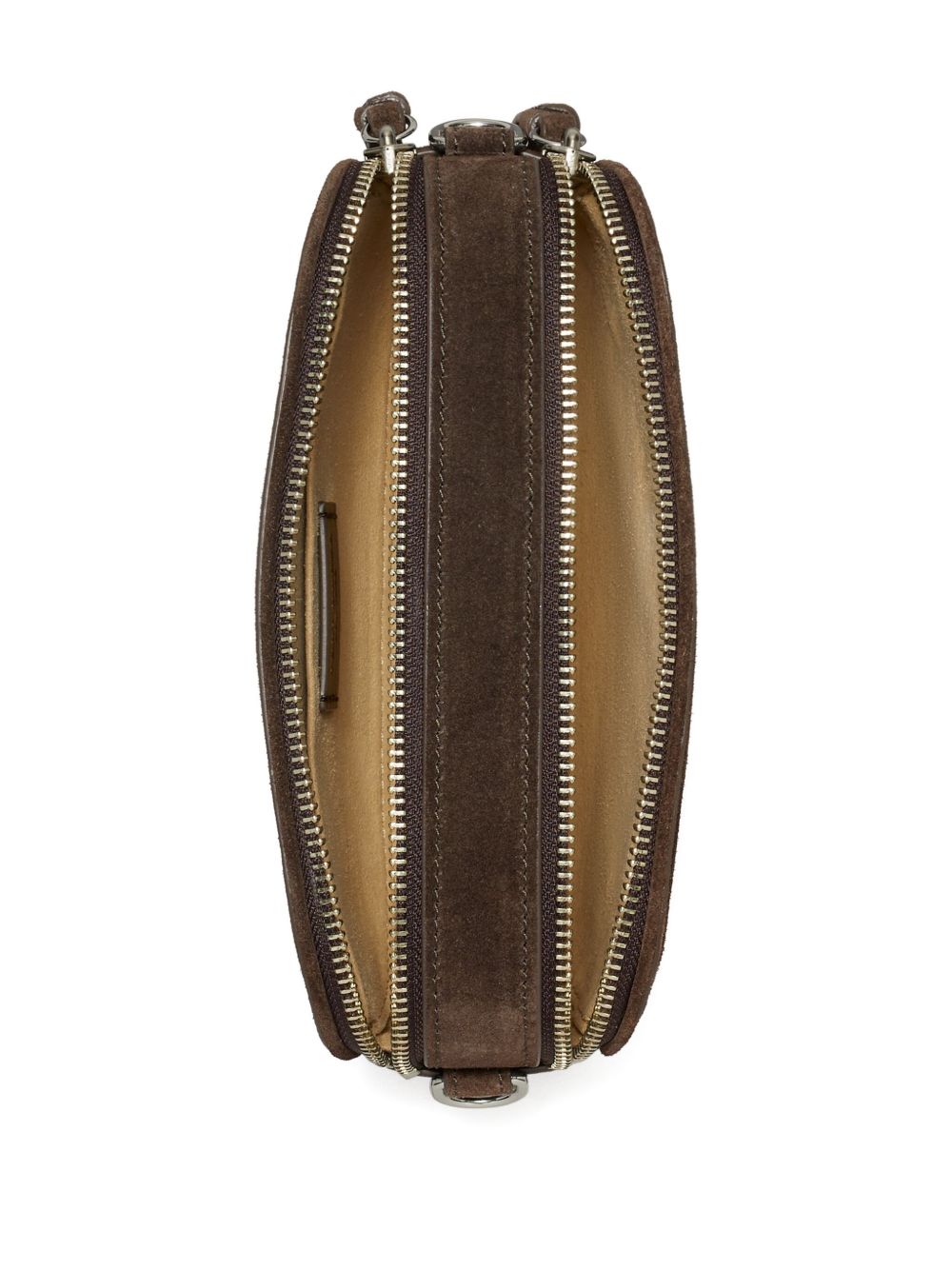 Tory Burch Miller Mini Embossed Suede-Leather Crossbody Bag Brown