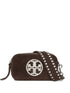 Tory Burch Miller Mini Embossed Suede-Leather Crossbody Bag Brown
