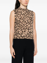 Semicouture Leopard-Print Wool-Cashmere Cropped Vest Brown