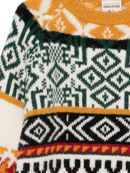Semicouture Jacquard Crew-Neck Wool-Blend Sweater MultiColour MultiColour