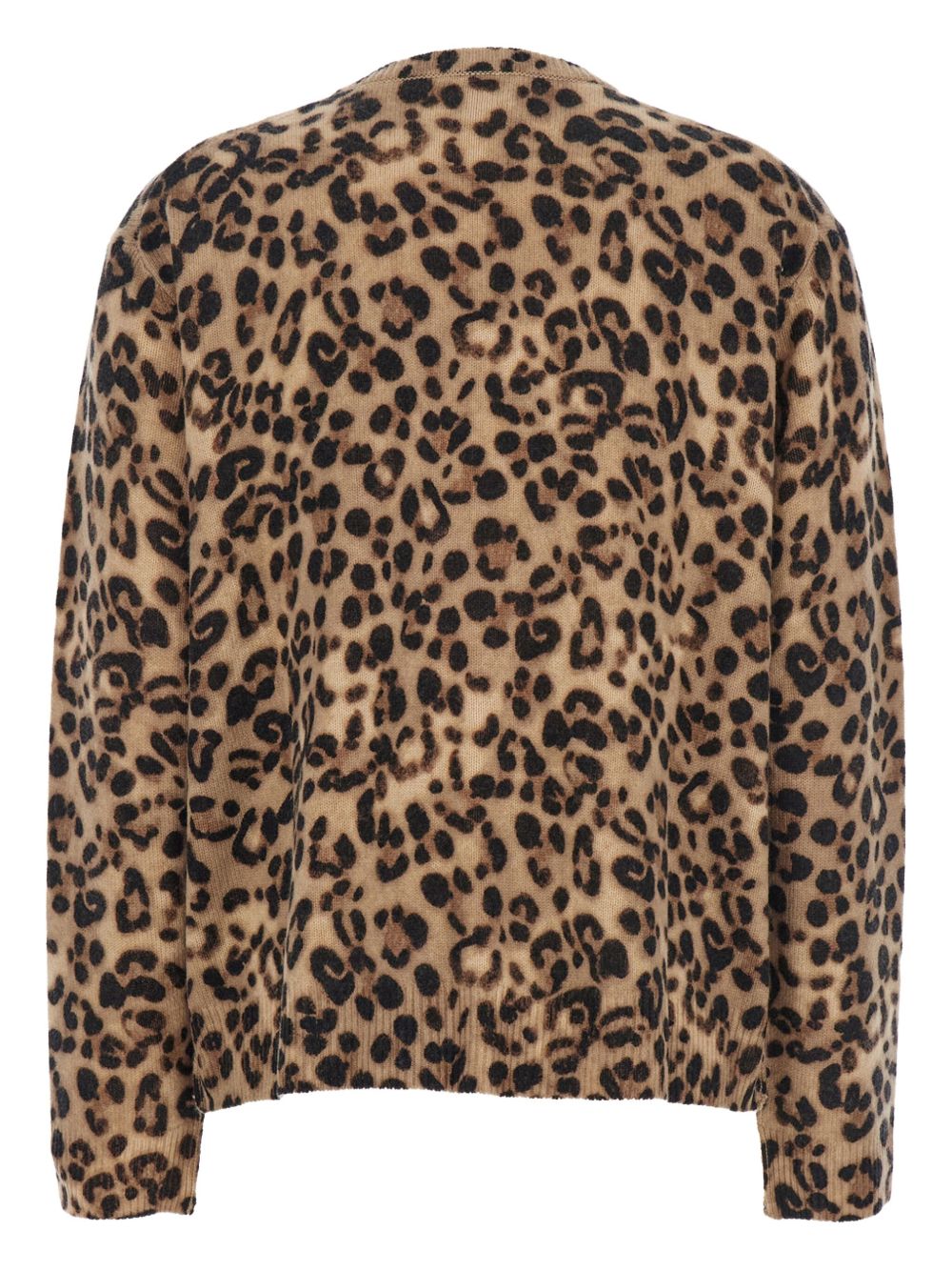 Semicouture Leopard-Print Wool-Cashmere Crewneck Jumper Brown