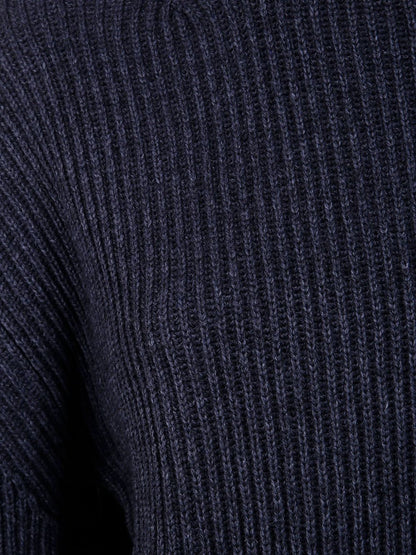Semicouture Roll-Neck Ribbed Wool-Cashmere Sweater Grey