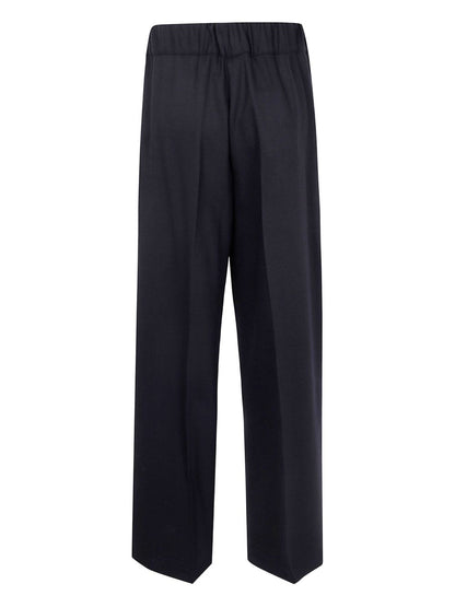 Semicouture Pleated Wool Wide-Leg Trousers Black Black