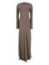 Semicouture Long Satin Dress with Seam Detail Beige
