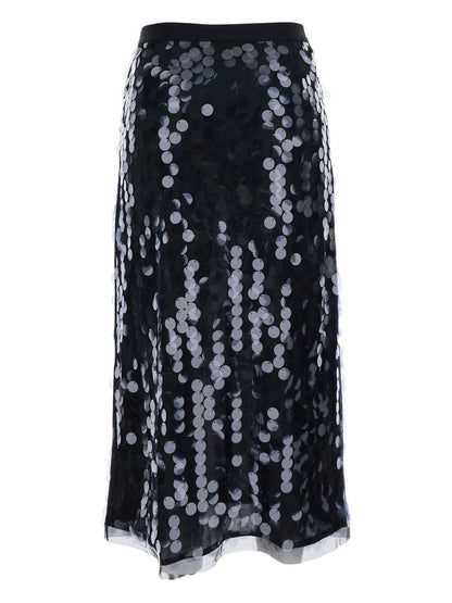 Semicouture Sequin-Embellished Midi Skirt Black