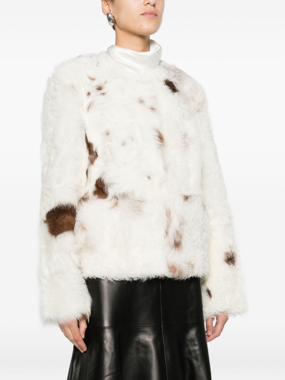 Zimmermann Light Beige Polka Dot Shearling Jacket Beige