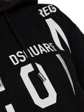 Dsquared2 Panelled Cropped Hoodie with Drawstring and Logo Print Black black