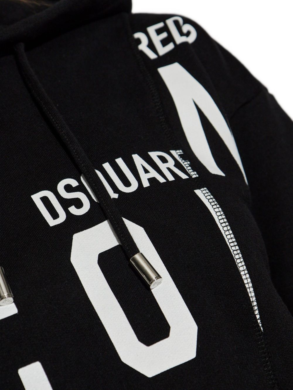 Dsquared2 Panelled Cropped Hoodie with Drawstring and Logo Print Black black