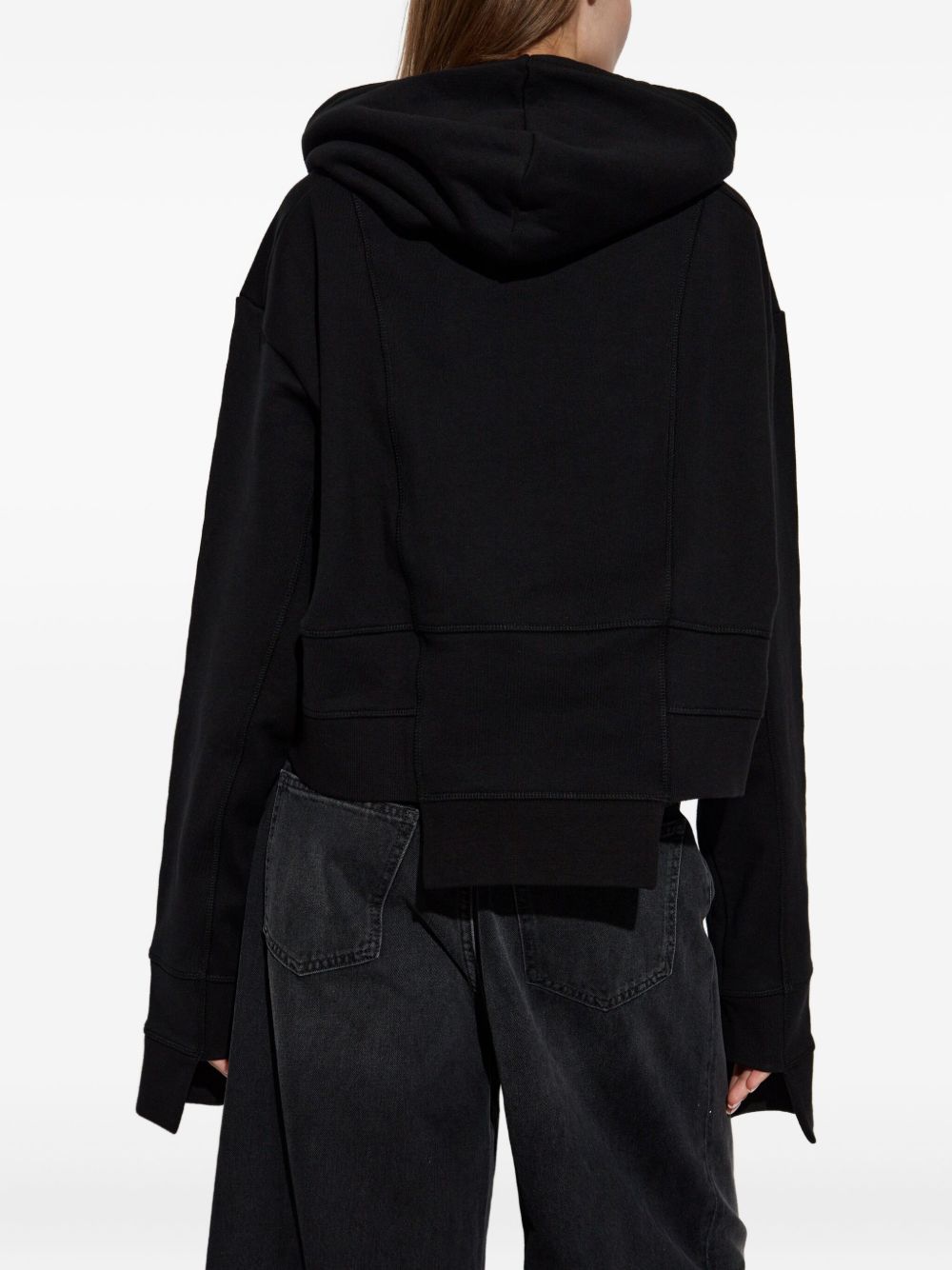 Dsquared2 Panelled Cropped Hoodie with Drawstring and Logo Print Black black
