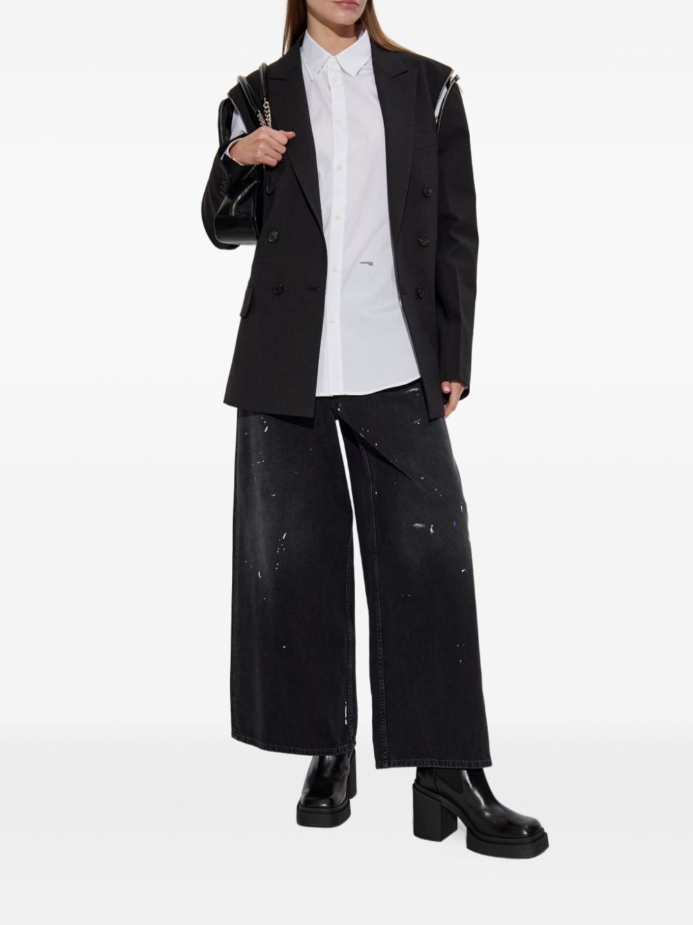 Dsquared2 Double-Breasted Wool-Blend Blazer Grey grey