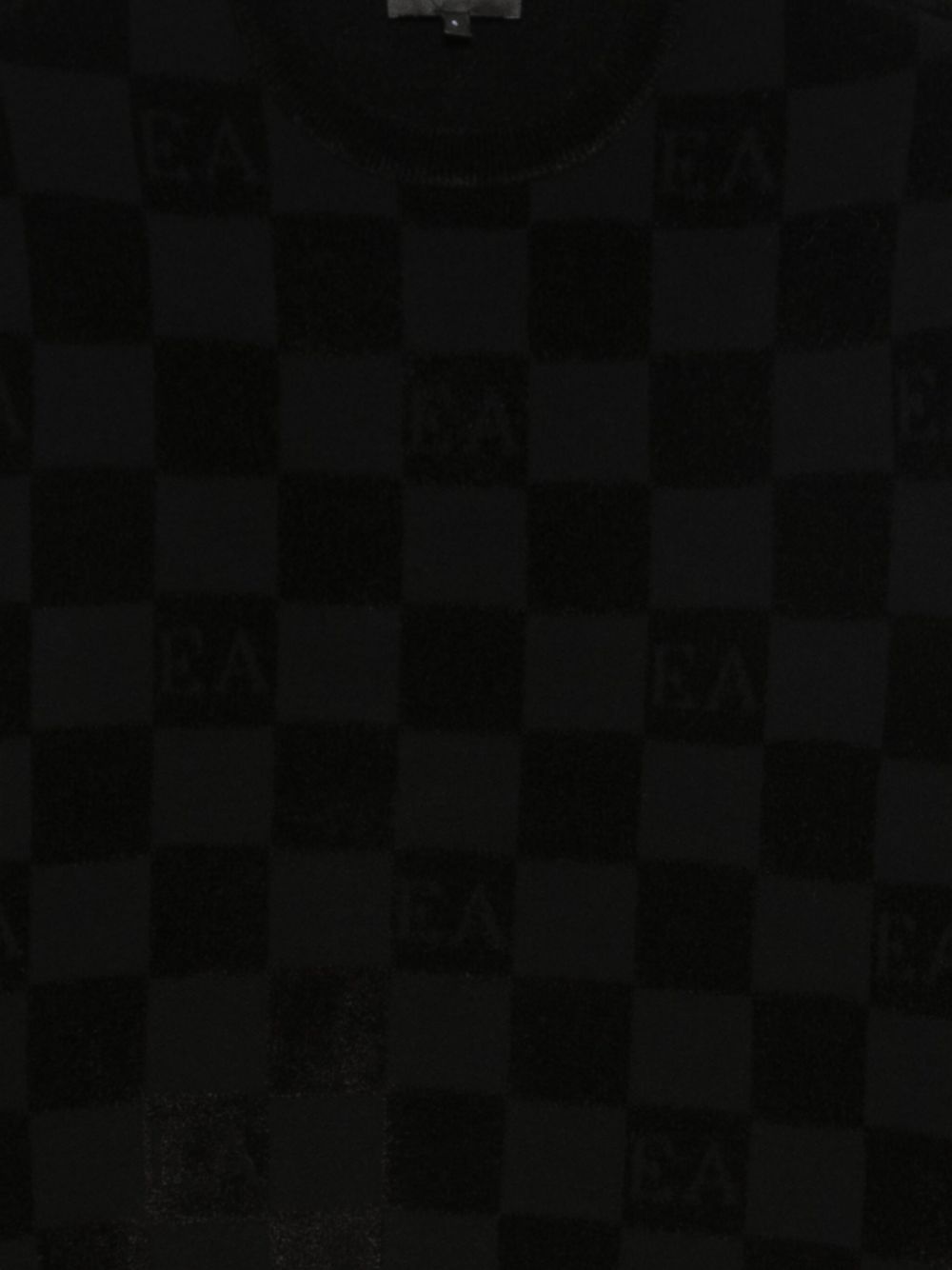 Emporio Armani Check Crewneck Sweater in Black Black