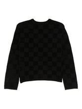 Emporio Armani Check Crewneck Sweater in Black Black