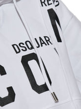 Dsquared2 Cropped Cotton Hoodie with Drawstring and Logo Print White White