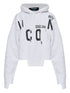 Dsquared2 Cropped Cotton Hoodie with Drawstring and Logo Print White White