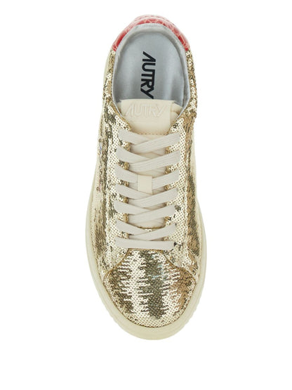032C Golden Sequin-Embellished Dallas Low Sneakers Golden