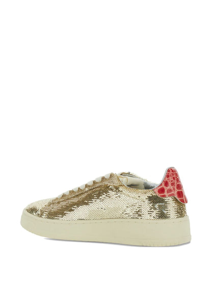 032C Golden Sequin-Embellished Dallas Low Sneakers Golden