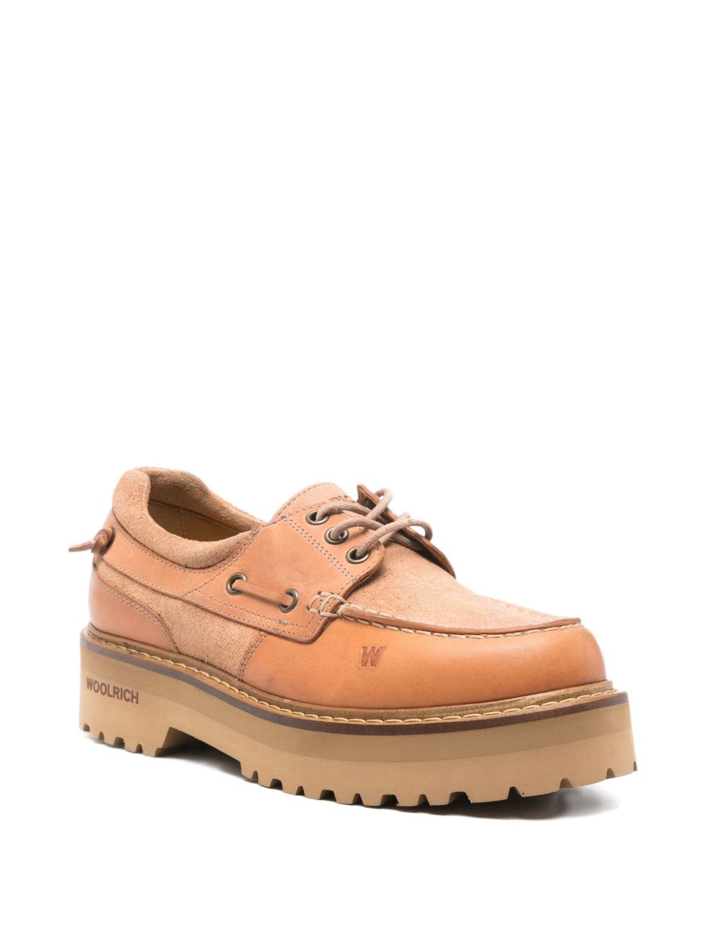 Woolrich Flat Leather Moccasin Boat Shoes Camel camel