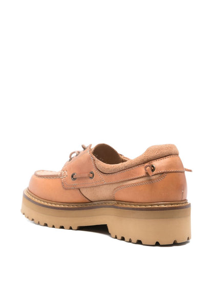 Woolrich Flat Leather Moccasin Boat Shoes Camel camel