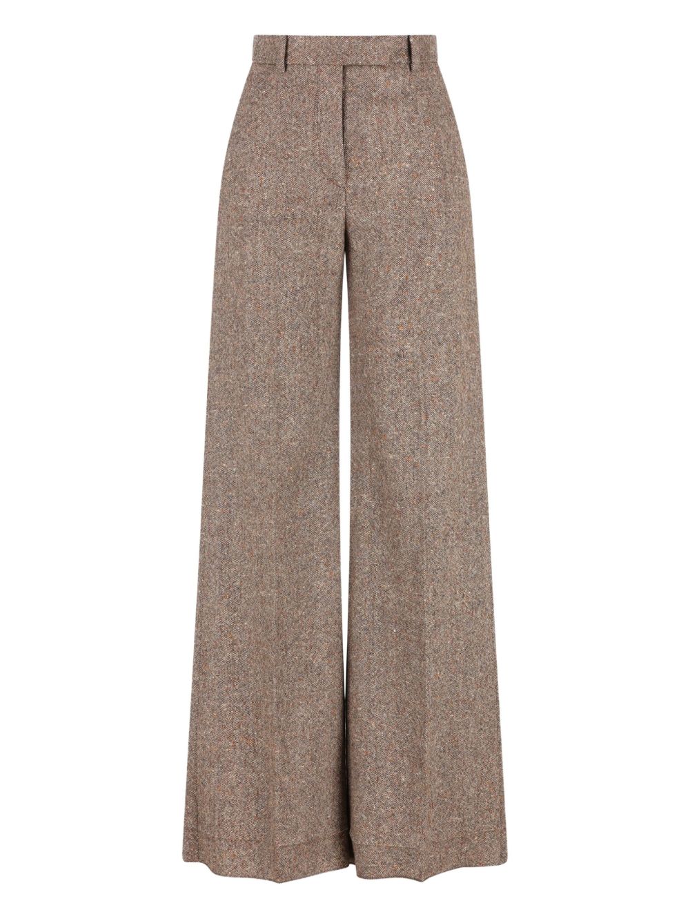 Valentino High-Rise Wool Trousers Light Brown
