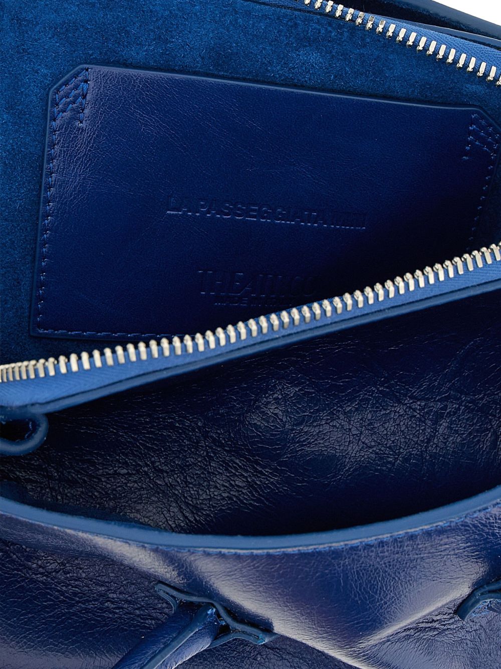 The Attico La Passeggiata Mini Embossed Suede Tote Bag Blue