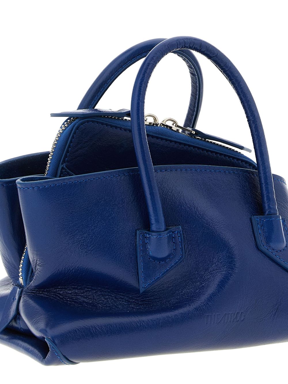 The Attico La Passeggiata Mini Embossed Suede Tote Bag Blue