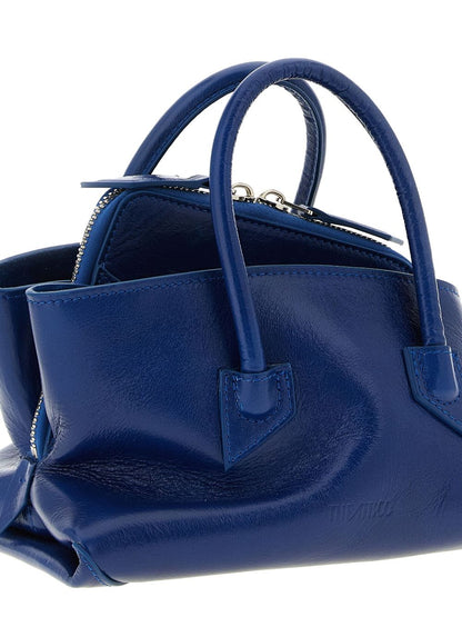 The Attico La Passeggiata Mini Embossed Suede Tote Bag Blue