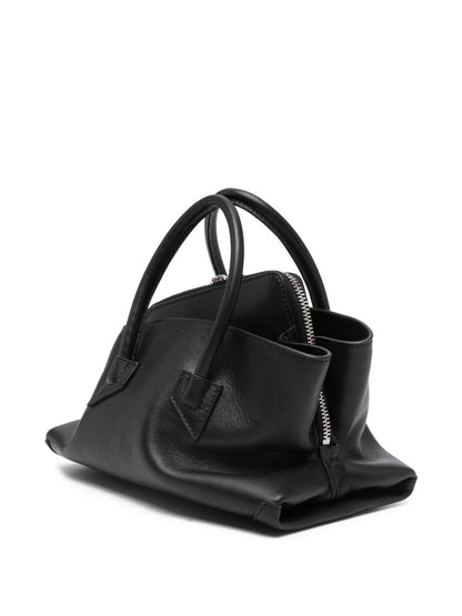 The Attico La Passeggiata Mini Leather Shopper Bag Black