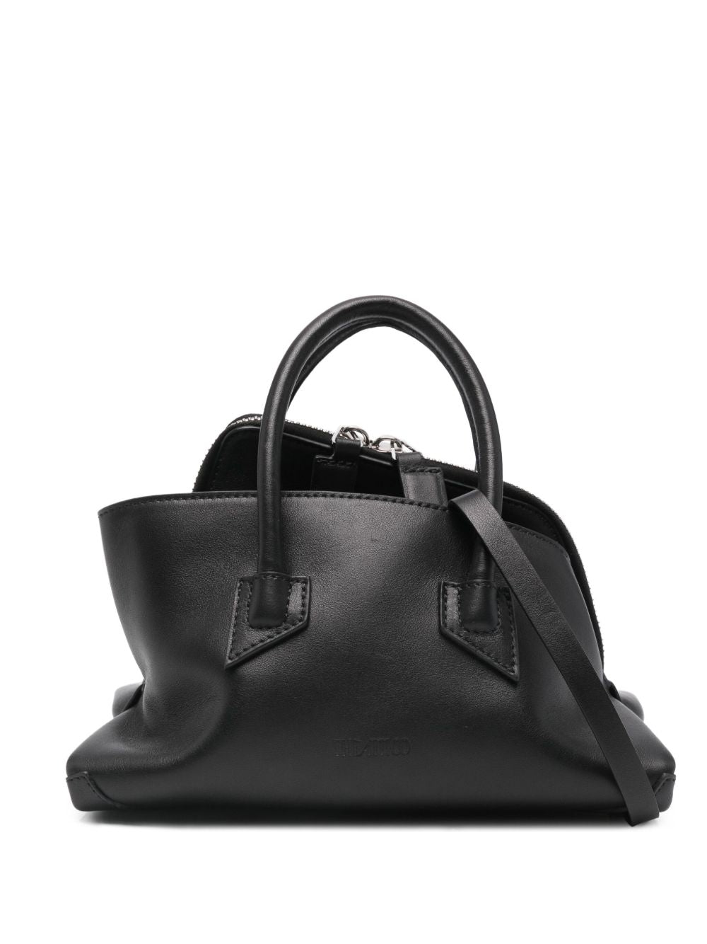 The Attico La Passeggiata Mini Leather Shopper Bag Black