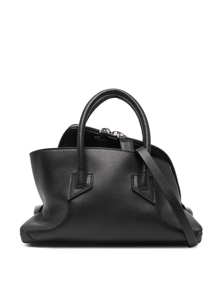 The Attico La Passeggiata Mini Leather Shopper Bag Black